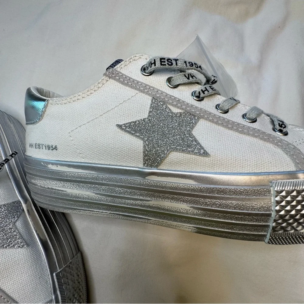 Vintage VH EST 1954 Havana Shoes Originals Design Glitter Star White Size 8